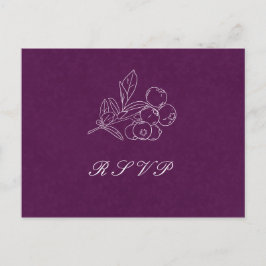 Postal Morado Damask Salve Línea Arte Elegante Boda RSVP