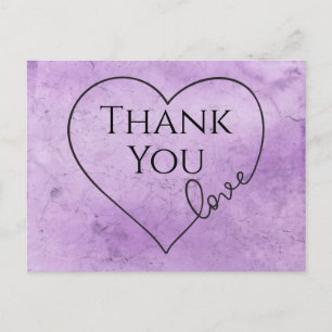 Postal Morado Gracias Boda de acuarela Vintage Bridal