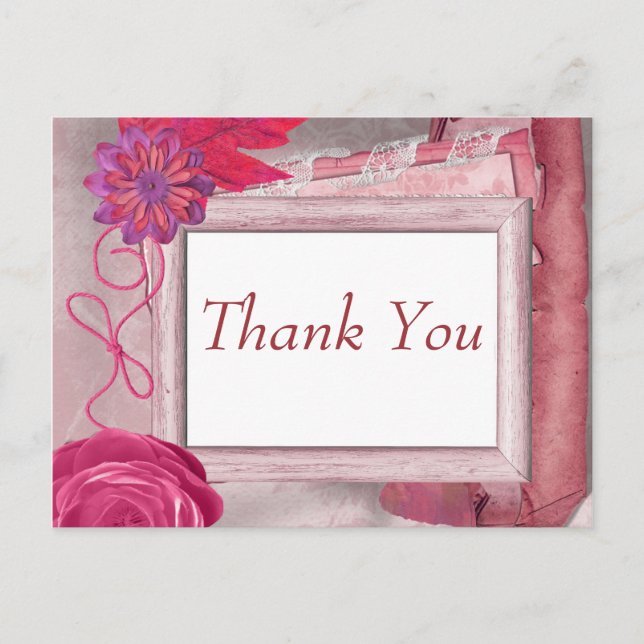 Postal Morado Gracias Rústico (Anverso)