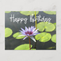 Morado Lotus en el estanque Feliz Cumpleaños