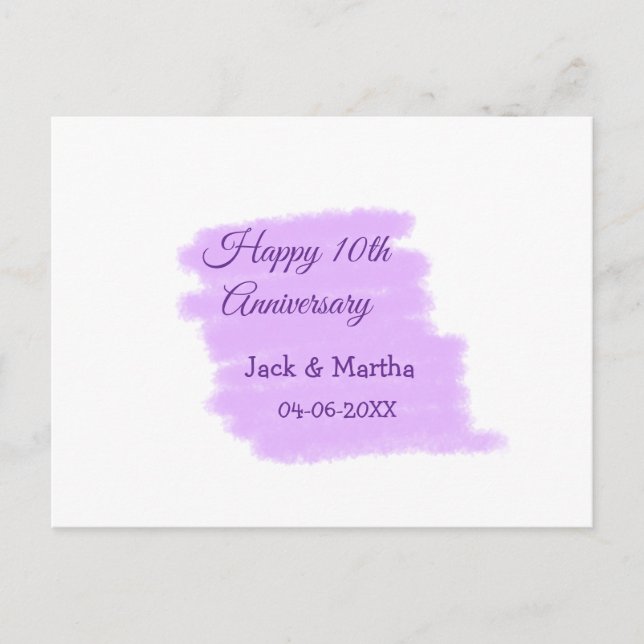 Postal Morado salpicón acuático moderno 10 aniversario (Anverso)