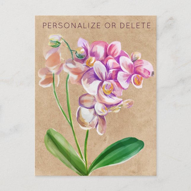 Postal Morado Taupe Orquídea Floral Orquídea Personalizad (Anverso)
