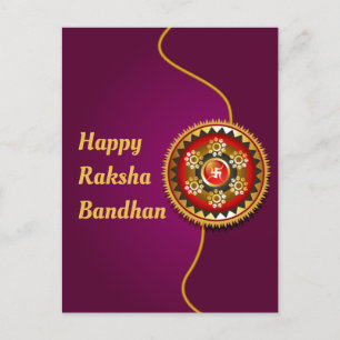 Postal Morado y oro Feliz Raksha Bandhan