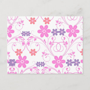 Postal Morado y rosa floral moderna