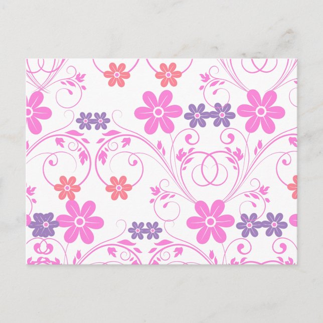 Postal Morado y rosa floral moderna (Anverso)
