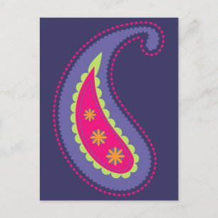 Postal Morado y rosa paisley