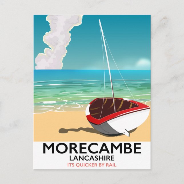 Postal Morecambe, afiche de viajes a la costa de Lancashi (Anverso)