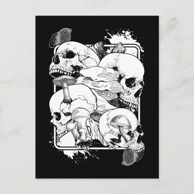 Postal Morel Mushrooms Nature Witchen Skull (Anverso)