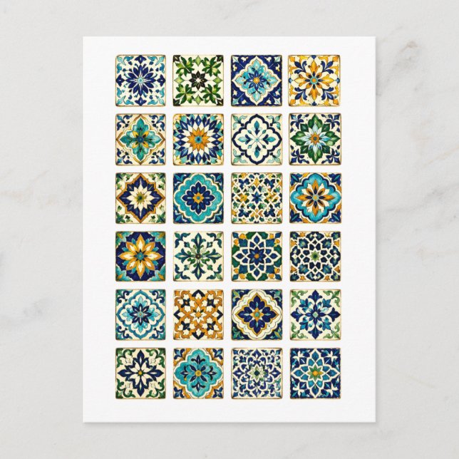 Postal Moroccan Tile Collage Illustration (Anverso)