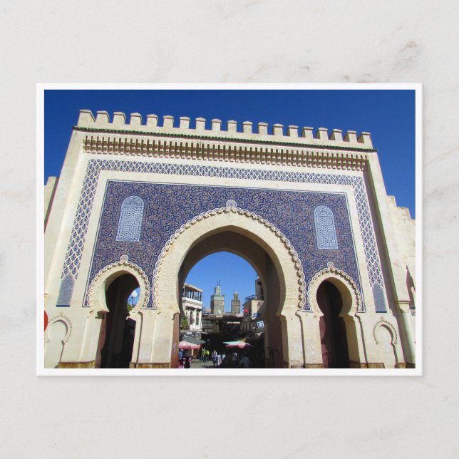 Postal morocco de puerta azul (Anverso)