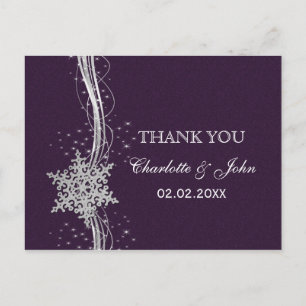 Postal Morple Silver Snowflakes Invierno Boda de Invierno
