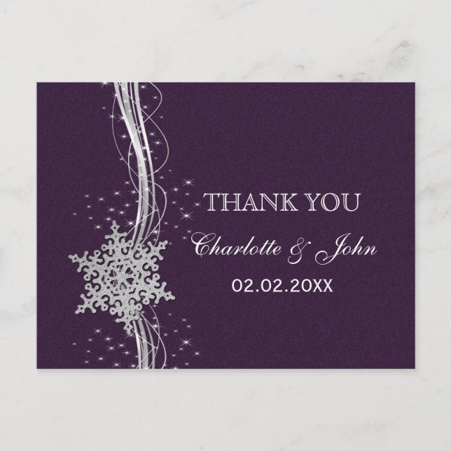 Postal Morple Silver Snowflakes Invierno Boda de Invierno (Anverso)