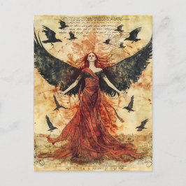 Postal Morrigan Diosa celta de la batalla del destino