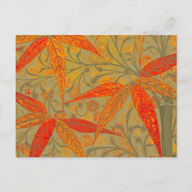 Postal Morris & Co. Patrón de Bambú Godwin Naranja y Salv (Anverso)
