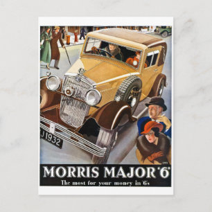 Postal Morris Major 6 - Anuncio Automático Británico Vint