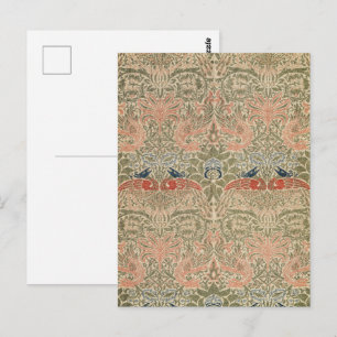 Postal Morris - Patrón de pavo real y flor dragón