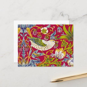 Postal Morris Red Background Strawberry Thief Pattern
