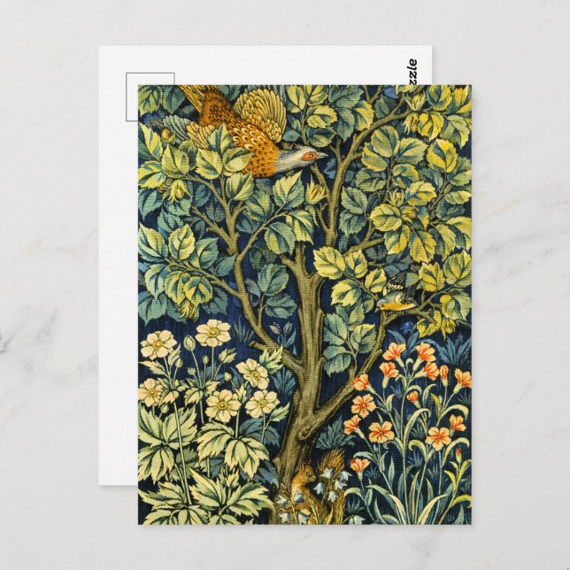 Postal Morris Vintage Pheasant Squirrel & Flower Pattern (Anverso / Reverso)