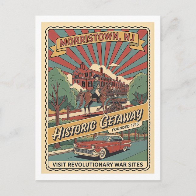Postal Morristown NJ Retro 1950s Historic Travel  (Anverso)