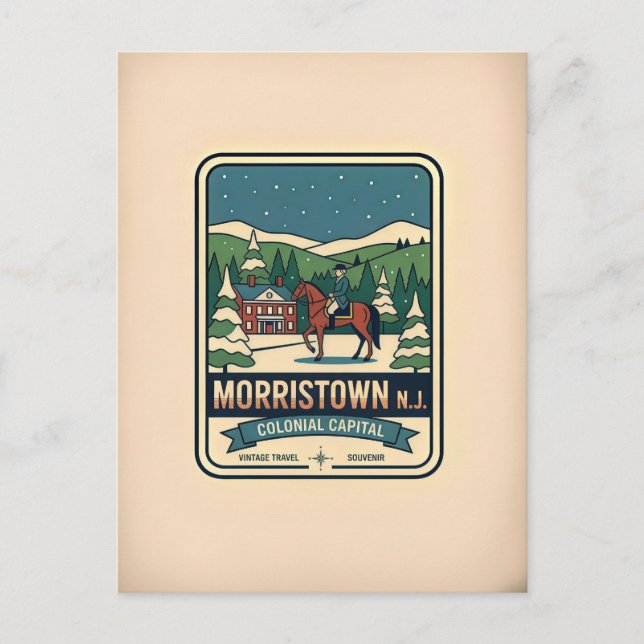 Postal Morristown NJ Retro 1950s Travel (Anverso)