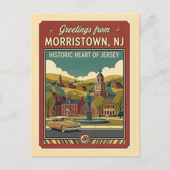 Postal Morristown NJ Retro Travel 1950s Style (Anverso)
