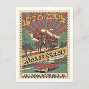 Postal Morristown NJ Retro Viajes Históricos de los 1950s