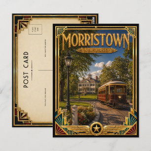 Postal Morristown Nueva Jersey Arte Deco Edad Dorada