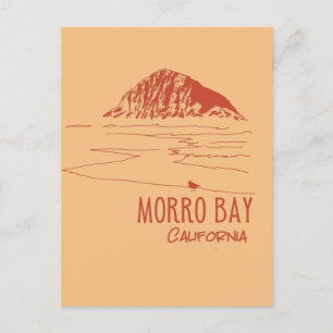 Postal Morro Bay California Arte de Morro Rock