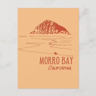 Postal Morro Bay California Arte de Morro Rock