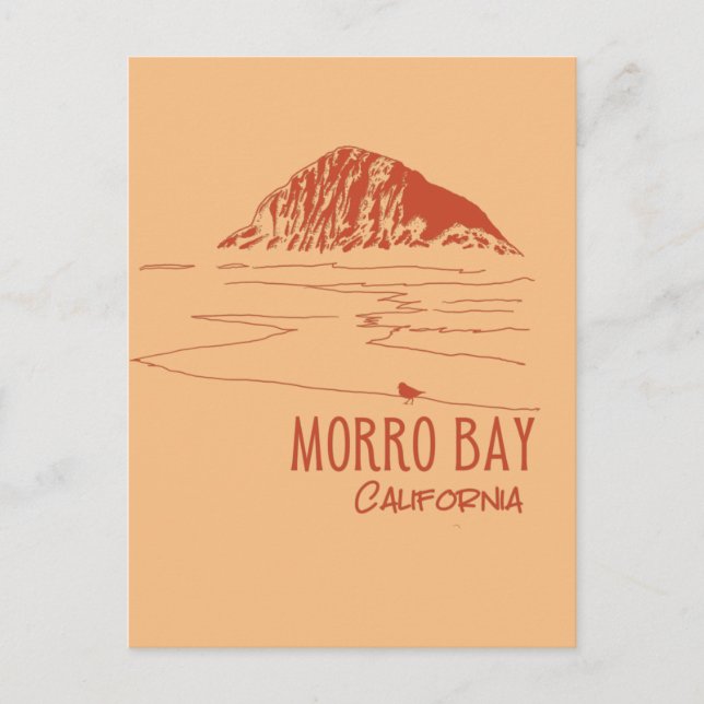 Postal Morro Bay California Arte de Morro Rock (Anverso)