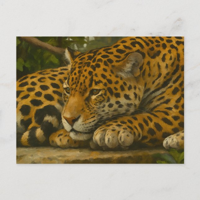 Postal Mortalidad dorada - Leopardo en reposo (Anverso)