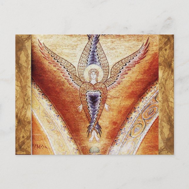 Postal MOSAIC ANGEL, pergamino marrón (Anverso)