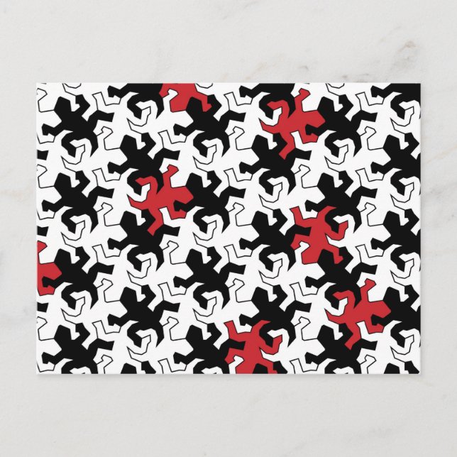 Postal Mosaic Geckos - blanco negro rojo (Anverso)