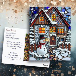 Postal Mosaic Tile bonito y Navidades de vidrio templado