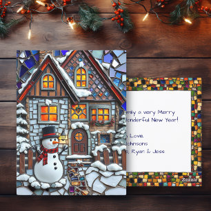 Postal Mosaic Tile bonito y Navidades de vidrio templado