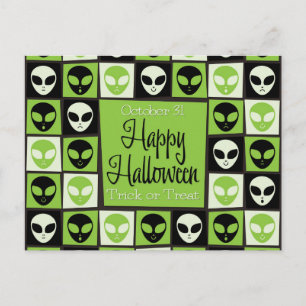 Postal Mosaico alienígena de Halloween