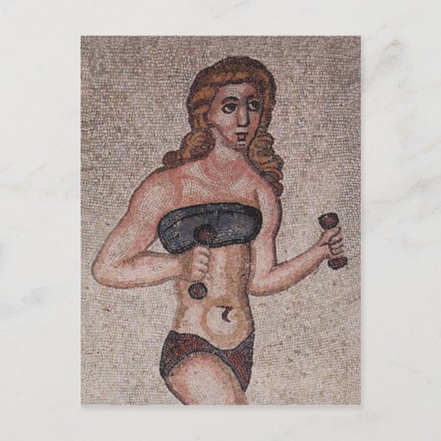 Postal Mosaico Chica bikini - Pesos de elevación - Romano (Anverso)