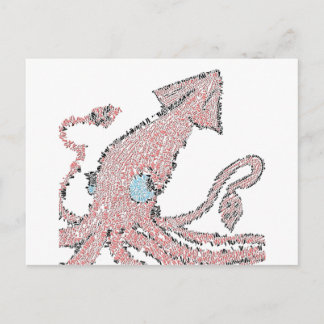 Postal Mosaico de calamar rosa gigante
