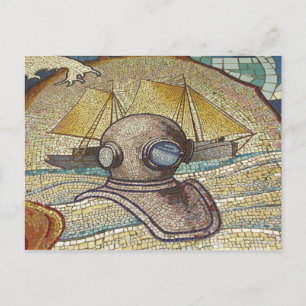 Postal Mosaico de casco antiguo de buzos