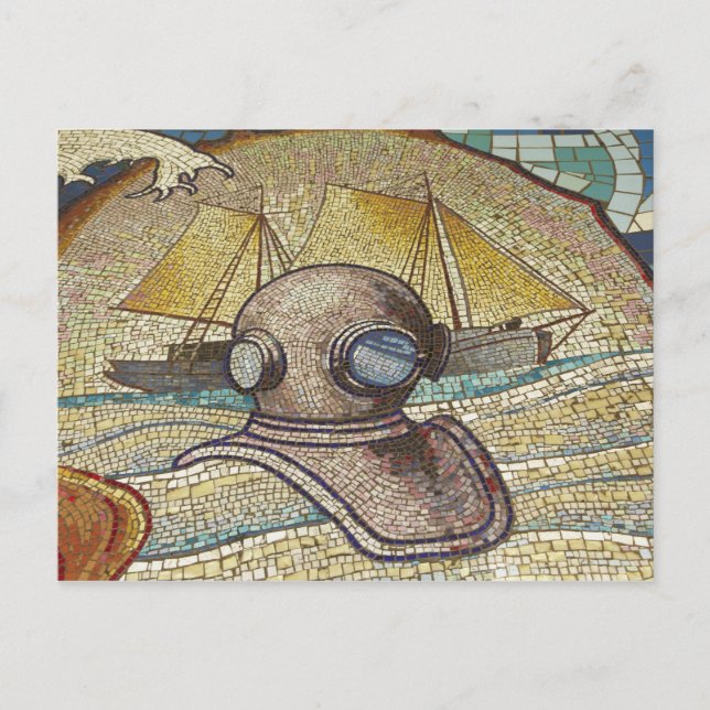 Postal Mosaico de casco antiguo de buzos (Anverso)
