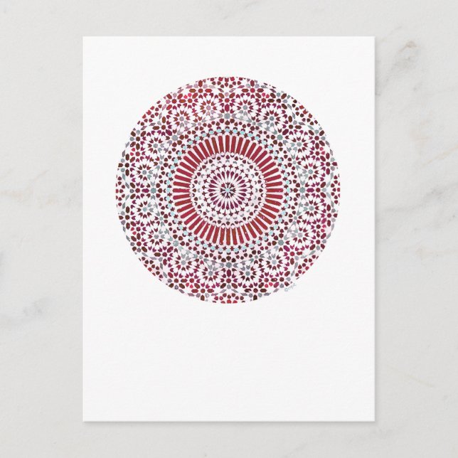 Postal mosaico de círculo de chakra raíz roja (Anverso)
