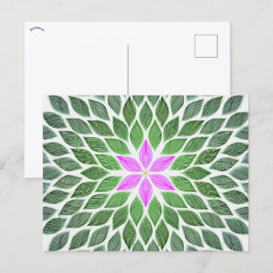 Postal mosaico de flores rosadas