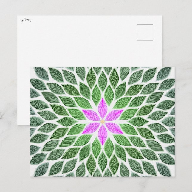 Postal mosaico de flores rosadas (Anverso / Reverso)