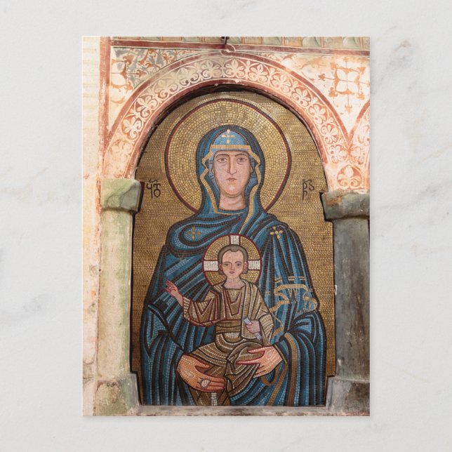 Postal Mosaico de la Virgen María y Jesús (Anverso)