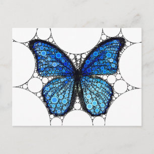 Postal Mosaico de mariposa azul
