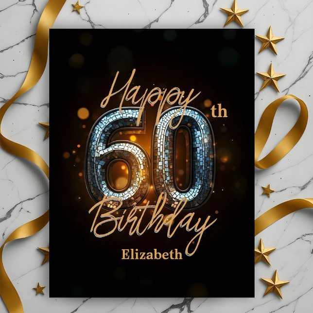 Postal Mosaico de oro elegante de moda en los cumpleaños  (Subido por el creador)
