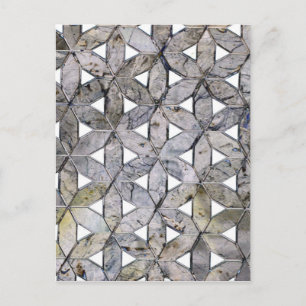 Postal Mosaico de Piedra Gris Natural, flor de la vida