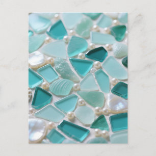 Postal Mosaico de Vidrio Marino Turquesa Encanto Costero