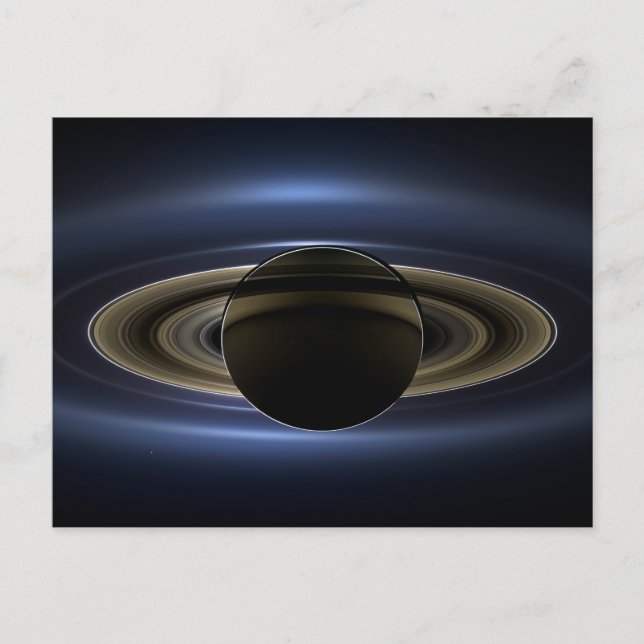 Postal Mosaico Del Sistema Saturno Retroiluminado Por El  (Anverso)