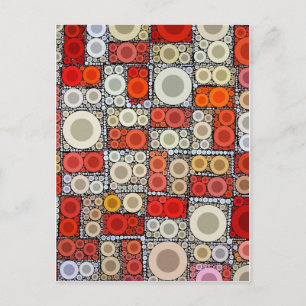 Postal Mosaico rojo Naranja de circulo moderno de Guay